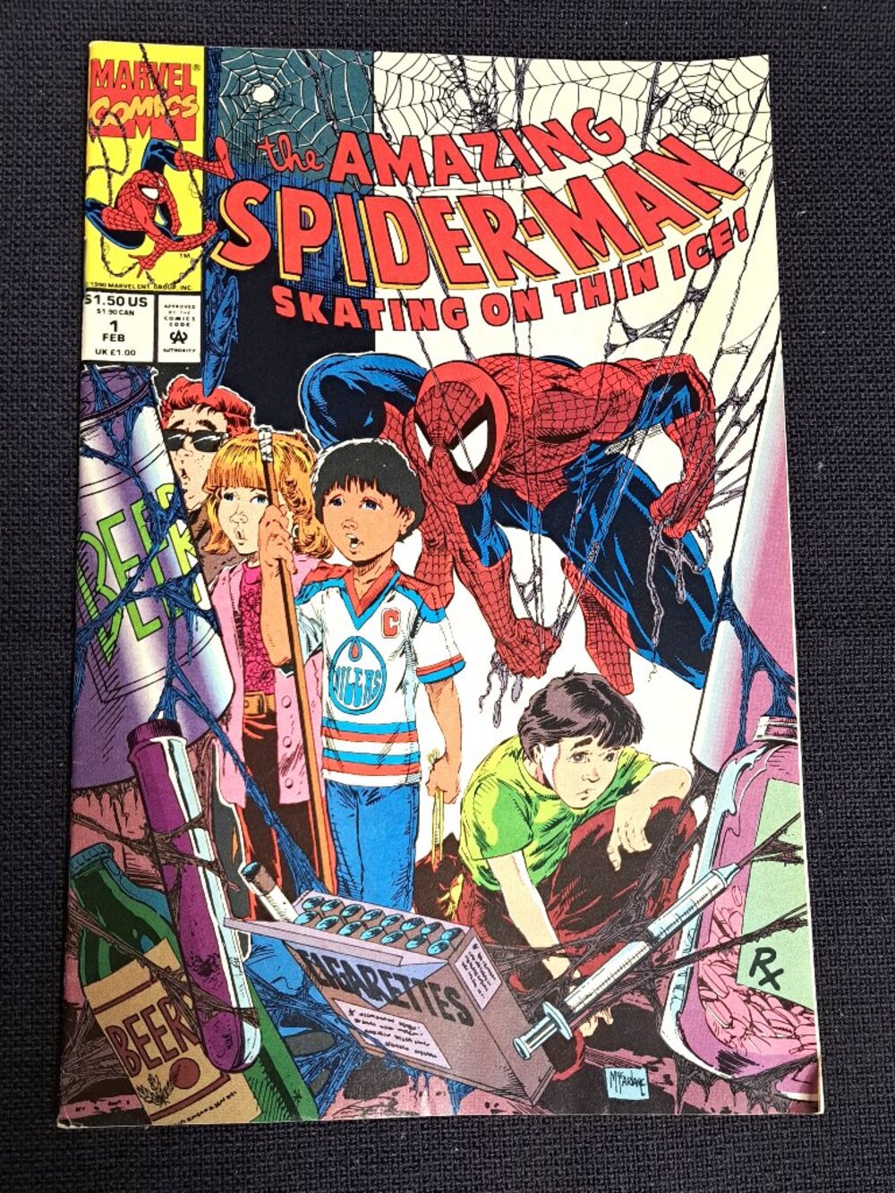 VINTAGE AMAZING SPIDERMAN COMIC BOOK VOL 1 NO 1 1991 ISSUE 350 SKATING THIN ICE